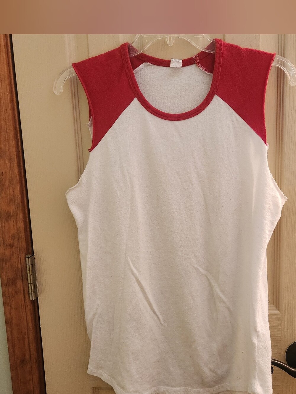 Red & White Sleeveless Jersey Tank Top Alternative Apparel Sz M